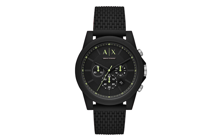 

Часы мужские кварцевые на силиконовом ремешке с черным циферблатом ARMANI EXCHANGE