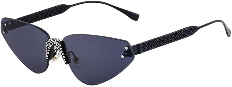 

Солнцезащитные очки UV400 с защитой от УФ-излучения - без оправы, в стиле "кошачий глаз", с панковскими заклепками, для женщин и мужчин, для бега и активного отдыха UYPTK, Black Black