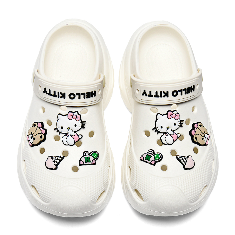 Hello Kitty Милые Supreme, уникальной формы высокоотталкивающие платформенные увеличивающие рост садовые сабо для миниатюрных женщин - черные, цвет Black — фото 4