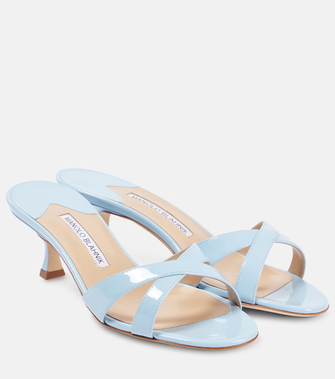 Кожаные сандалии Callamu 50 с лаковым покрытием Manolo Blahnik, 4542 Lblu