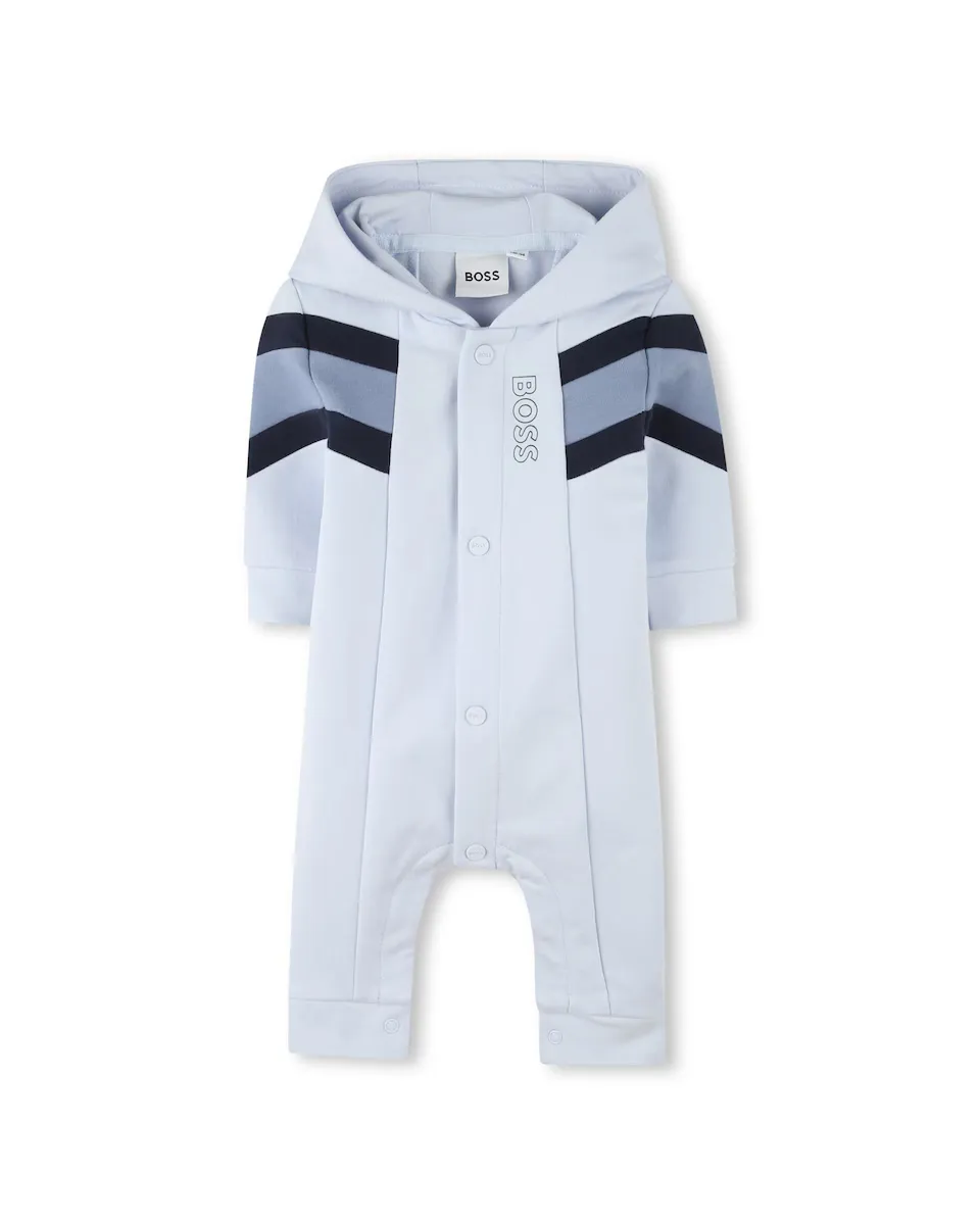 

Комбинезон для мальчика с капюшоном и кнопками BOSS Kidswear, светло-голубой