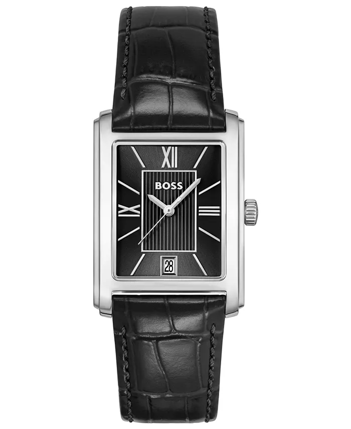 

Мужские часы Principle Dress Quartz Basic Calendar черные кожаные, 28 x 39mm Hugo Boss