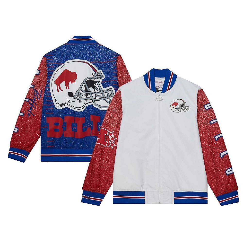 

Мужская белая утепленная куртка с молнией во всю длину Mitchell & Ness Buffalo Bills Team Burst, цвет Bil White