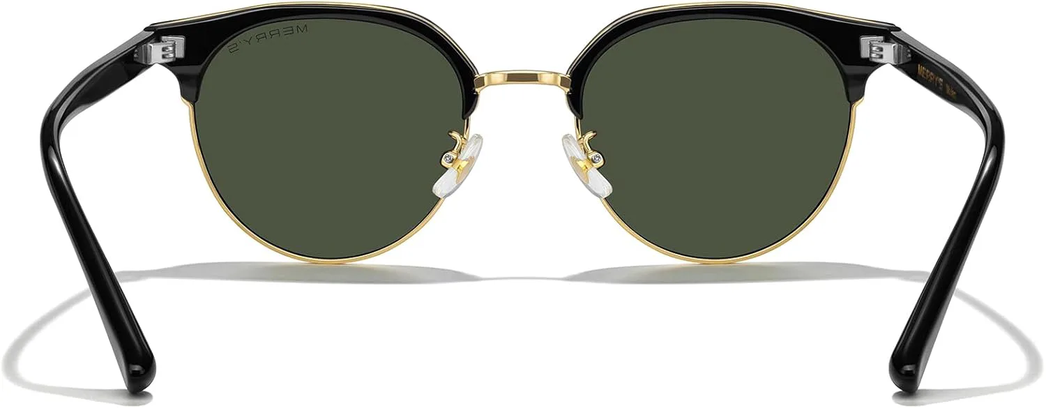 

Современные полуободковые квадратные солнцезащитные очки MERRY'S из ацетата для женщин и мужчин с поляризацией UV400, модель S6190, Black Frame/Gold Bridge/G15 Lens