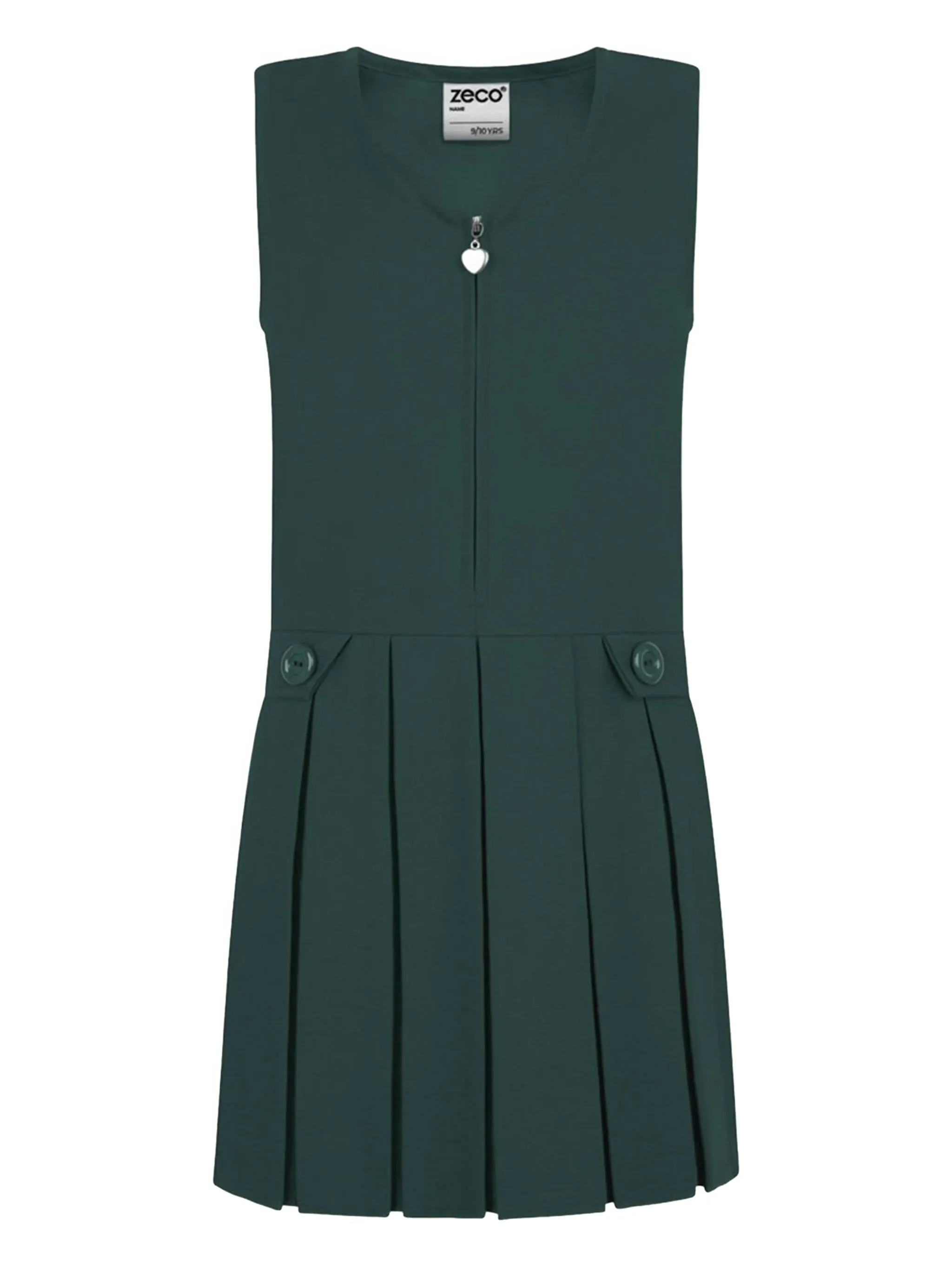 

Плиссированное платье Pinafore на молнии Zeco Schoolwear Kids, зеленый