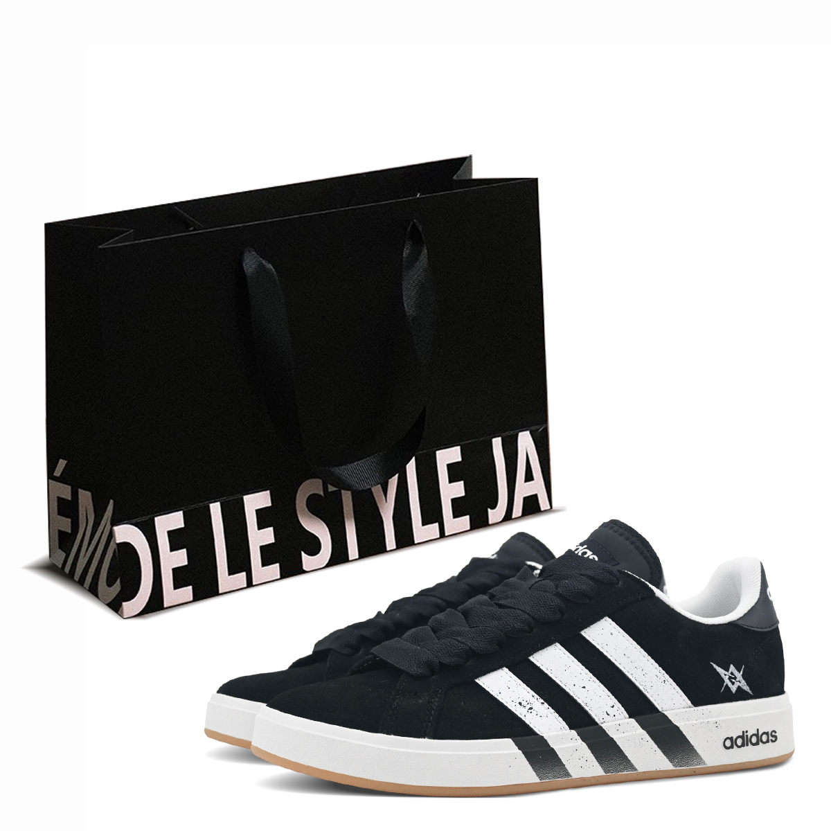 

Adidas Сумка для покупок Grand Court Base 00s Star Trail, износостойкие низкие кеды для скейтбординга, унисекс, черный с белыми