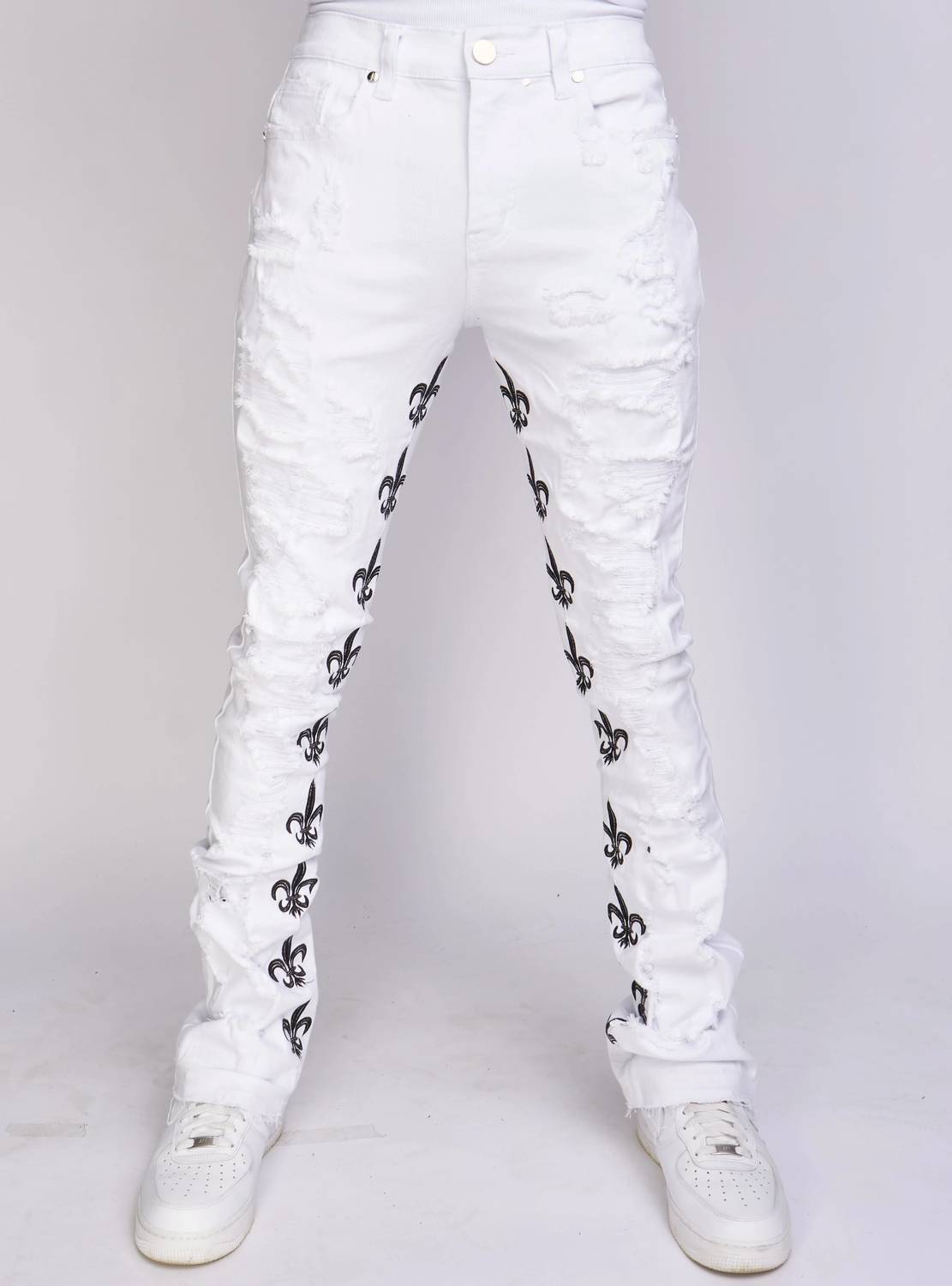 

Мужские брюки Barkley Stacked Embroidered с пятью карманами в белом и черном цвете Politics