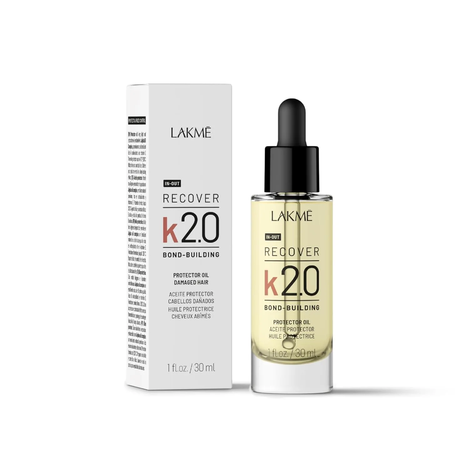 Lakmé K2.0 Recover Restore Protector Hair Oil, защита от ломкости и воздействия утюга, придает блеск, укрепляет и восстанавливает волосы, 30 мл