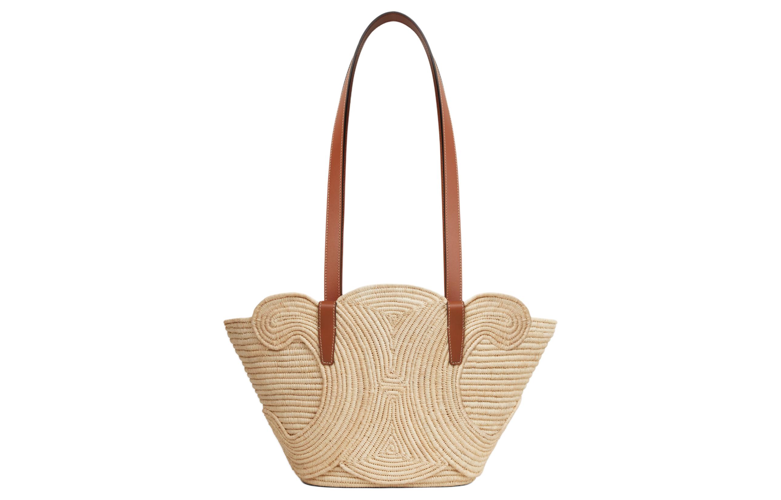 

Сумка Triomphe из растительного материала с кожаной отделкой, женская сумка через плечо цвета Tawny CELINE, basic set (bag+dust bag)