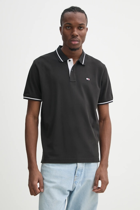 

Хлопковая поло Tommy Jeans, черный