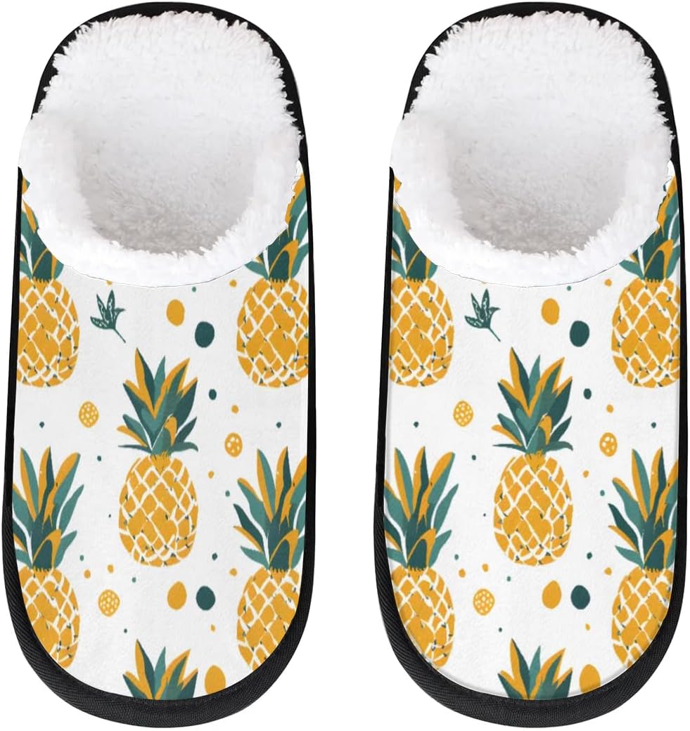 

Тапочки Gublec для женщин и мужчин, уютные с нескользящей подошвой, для дома, теплые плюшевые тапочки для дома, спальни и путешествий, Dots Pineapple