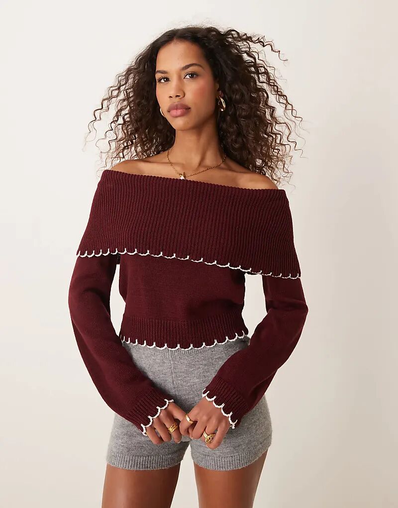 

Топ с трикотажным узором «бардо» Miss Selfridge