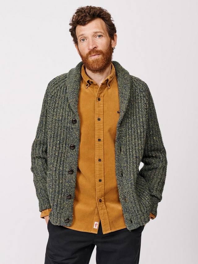 

Приорай вязаный кардиган из шерстяной смеси в стиле рыбака Aubin, Khaki