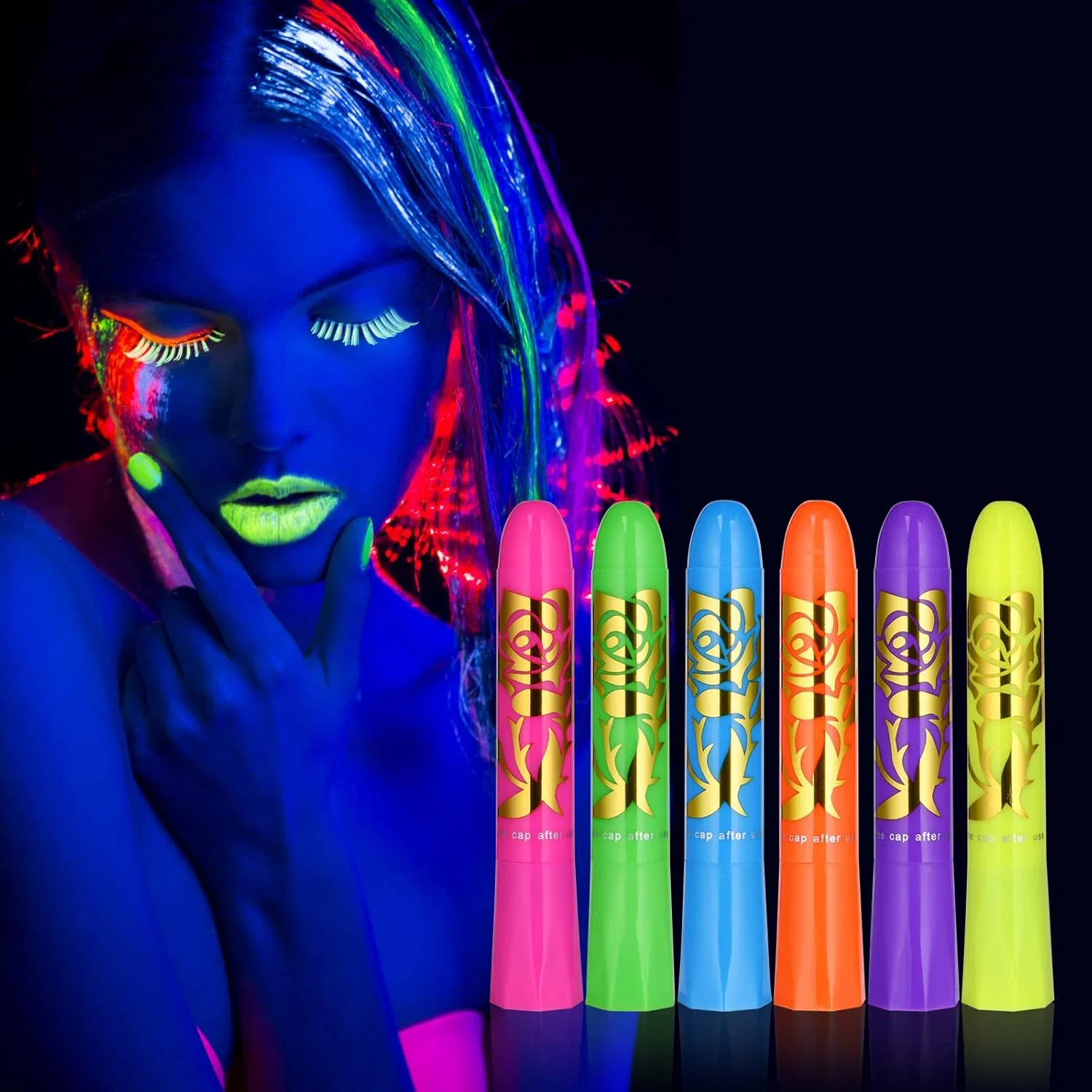 Набор неоновых UV-красок для тела AOOWU, 6 цветов Aoowu, 6 Colours
