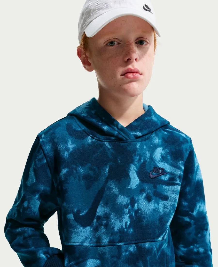 Детская спортивная толстовка с капюшоном от Boys' Sportswear Club Nike, dutch синий/court синий/синий void — фото 2