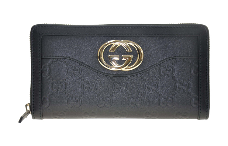 

GUCCI Женский бумажник из кожи с канвасом черный