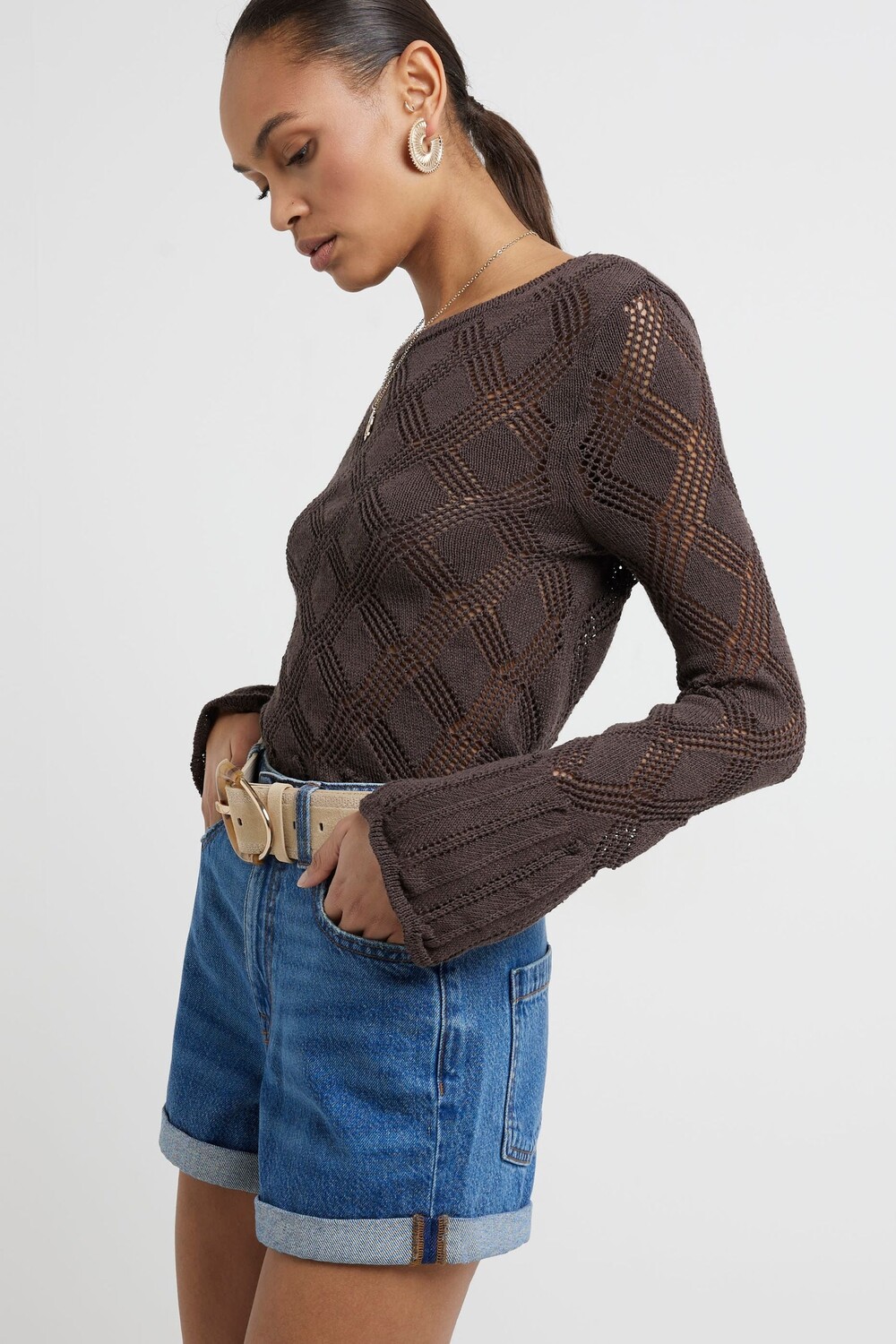 

Джинсовые шорты с закатанными штанинами River Island, синий