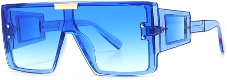 

Современные солнцезащитные очки большого квадратного размера 2027 года для женщин и мужчин, в ретро-оправе, модные солнцезащитные очки с защитой от УФ-излучения UV400 MTZJH, Blue