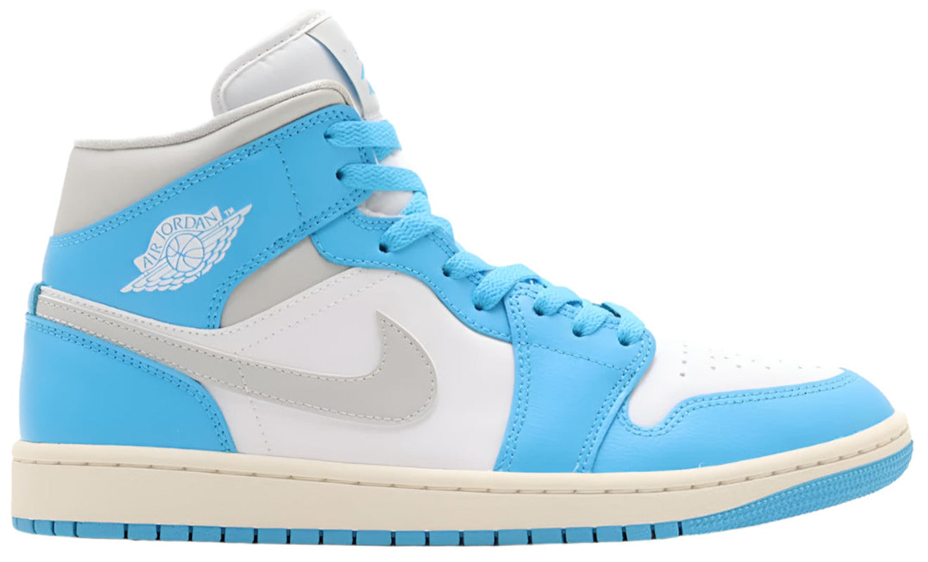 Женские кроссовки Jordan 1 Mid Dark Powder Blue White Sail Neutral Grey