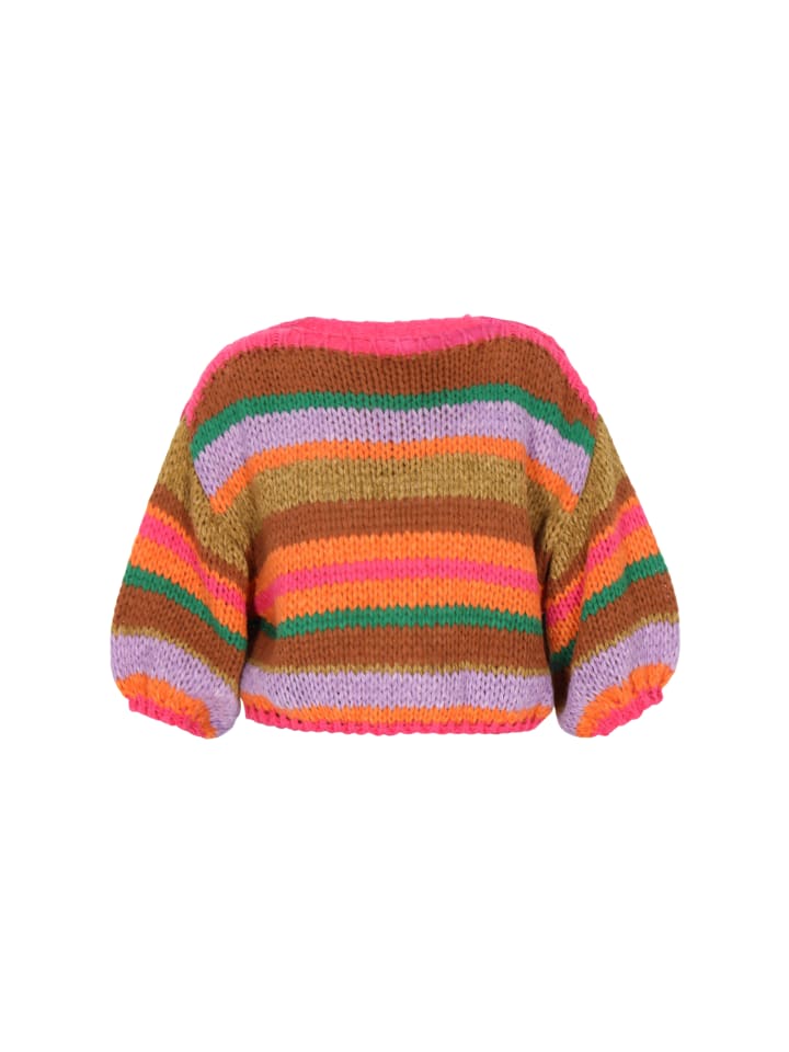 

Женский свитер розового цвета с разноцветными вставками myMo