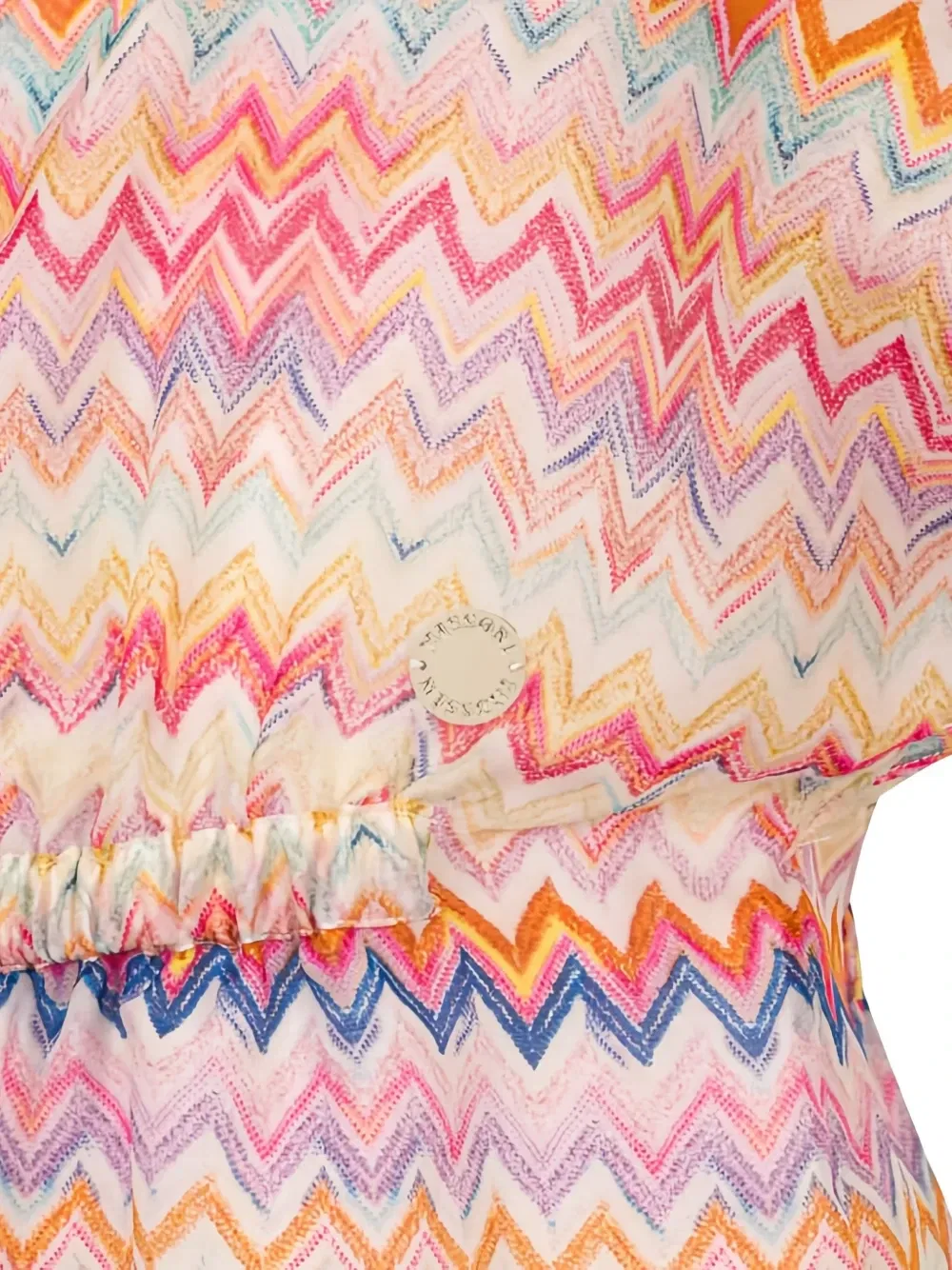 Платье с зигзагообразным принтом и эластичной талией Missoni Kids, бежевый — фото 3
