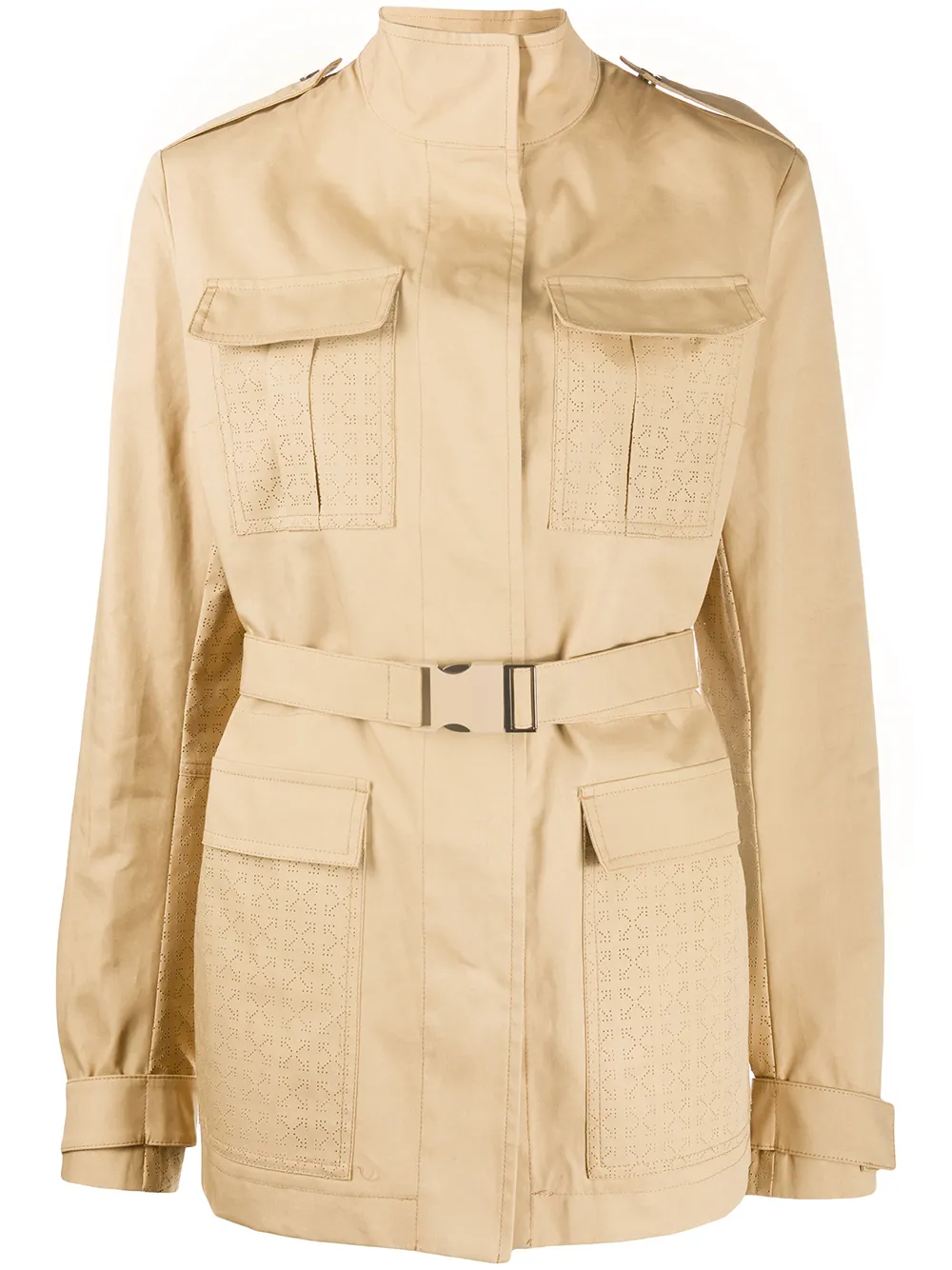 

Короткий тренч с перфорацией OFF-WHITE, нейтральный