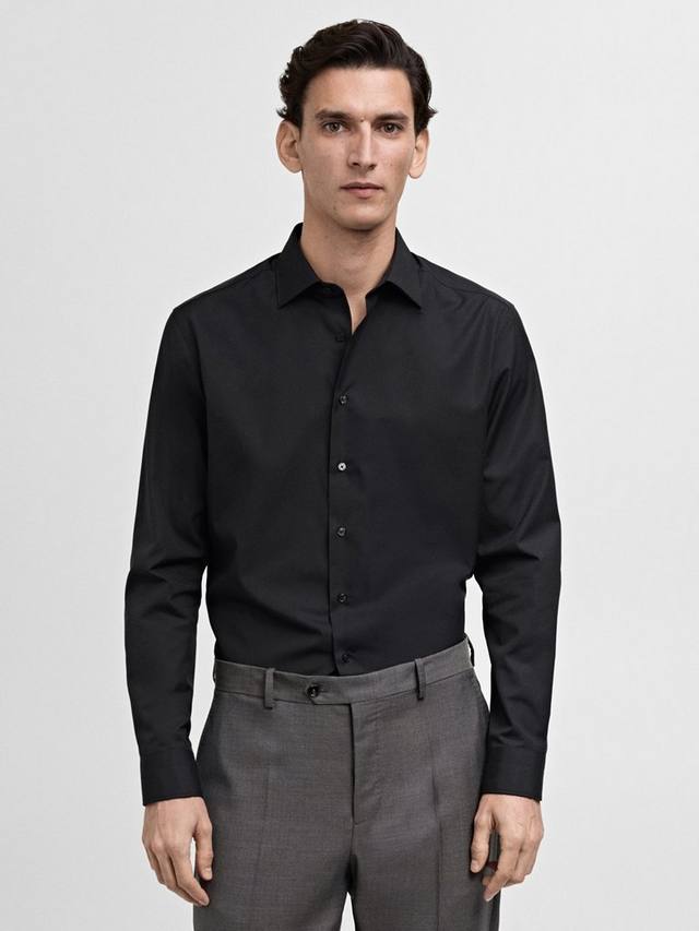 

Хлопковая рубашка Emeritol с длинными рукавами Mango, Black