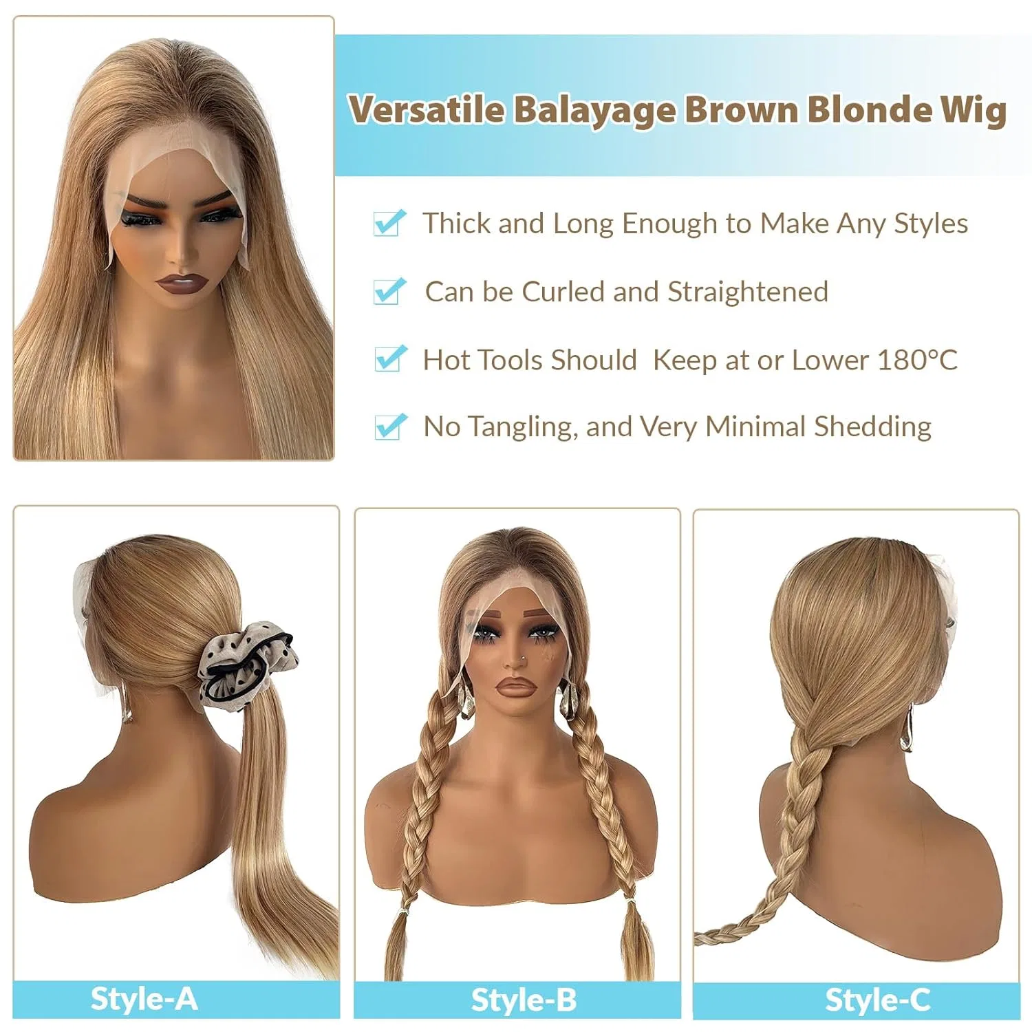 Женский парик из натуральных волос с эффектом балаяж, 13x6 HD Lace Front, 180% плотность Licoville, No. 4T12/613 — фото 4