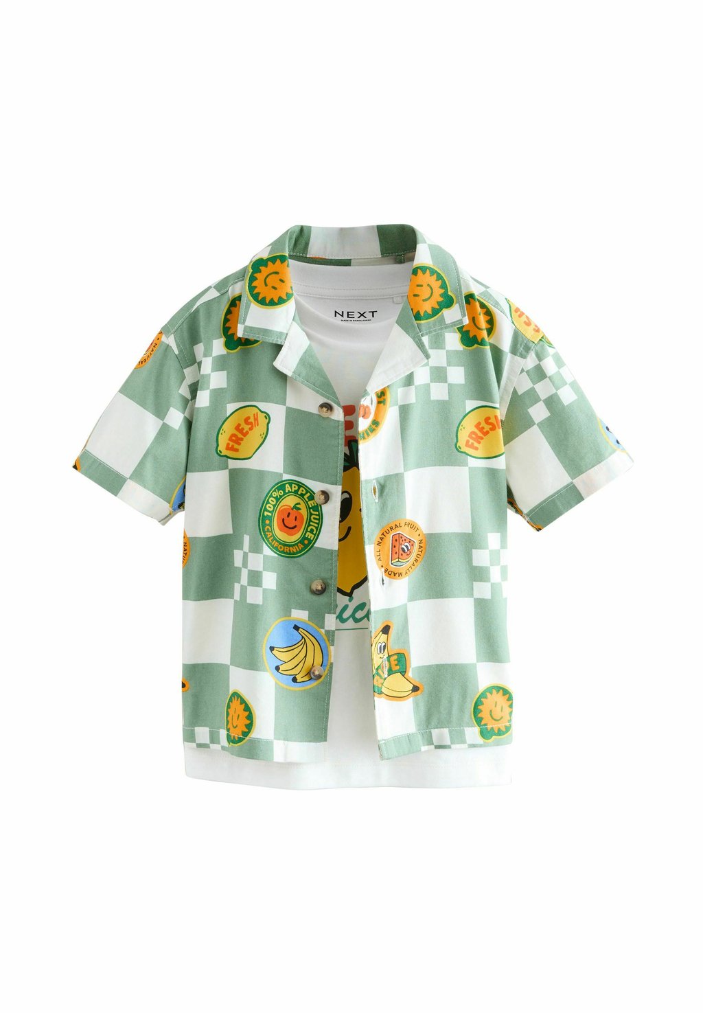 

Футболка с принтом SHORT SLEEVES REVERE COLLAR CHECKERBOARD SET Next, зеленый