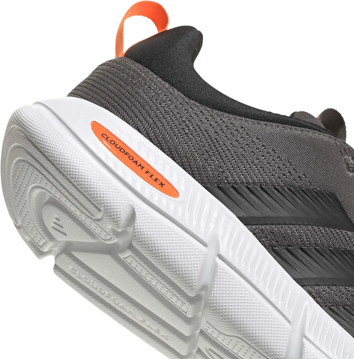 Мужские кроссовки Adidas Cloudfoam Flex на эластичных шнурках, Charcoal Core Black Pure Orange — фото 4