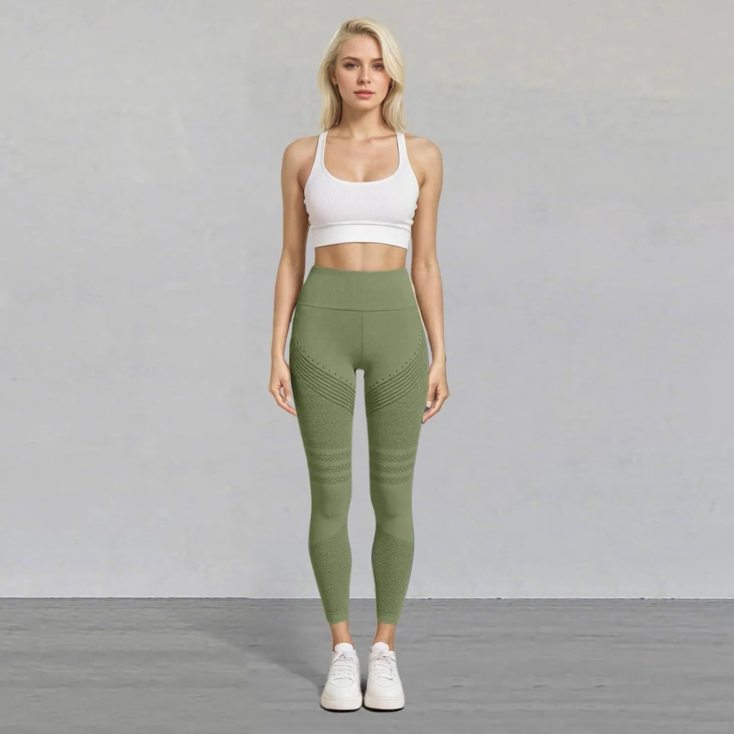 Леггинсы компрессионные, антицеллюлитные, с высокой талией, Light Green — фото 3