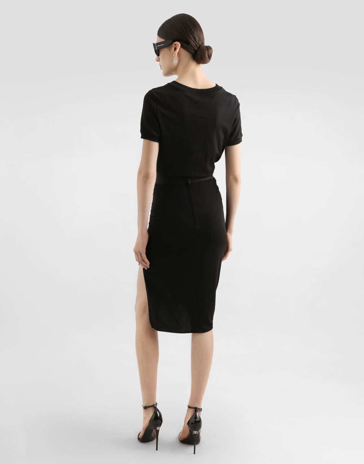 Хлопковая футболка с кристальным логотипом dg Dolce & Gabbana, черный — фото 3