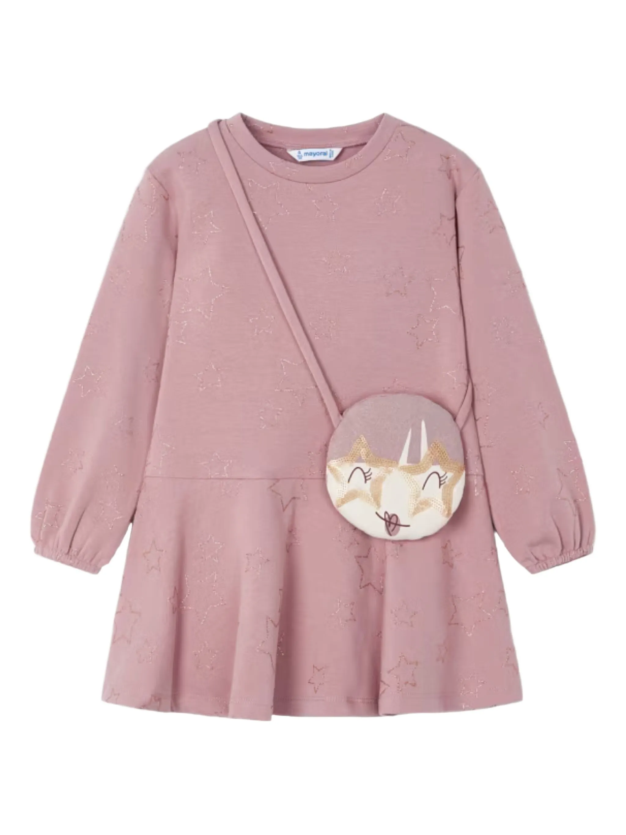 

Платье с длинным рукавом и круглым вырезом Mayoral, розовый