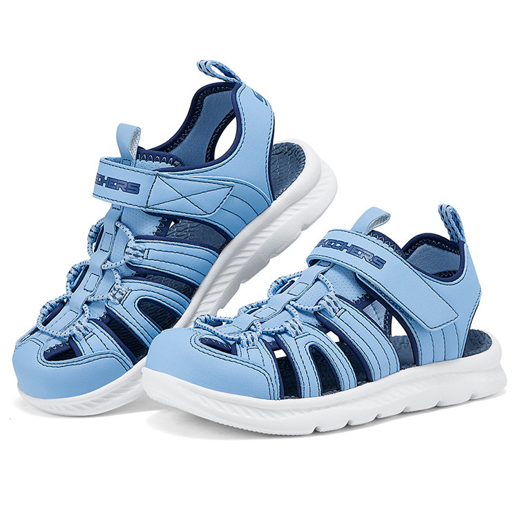 Skechers Kids Детские сандалии с низким верхом, нескользящие, износостойкие, дышащие, быстросохнущие, светло-голубые, для подростков — фото 3