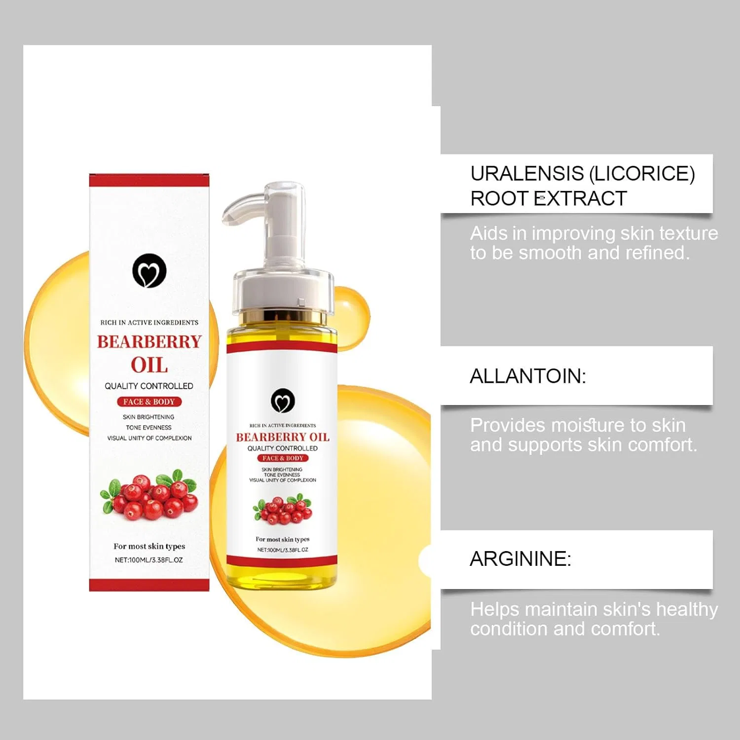Масло для тела Bearberry Whitening для сияния кожи Generic, 1 Piece. — фото 4