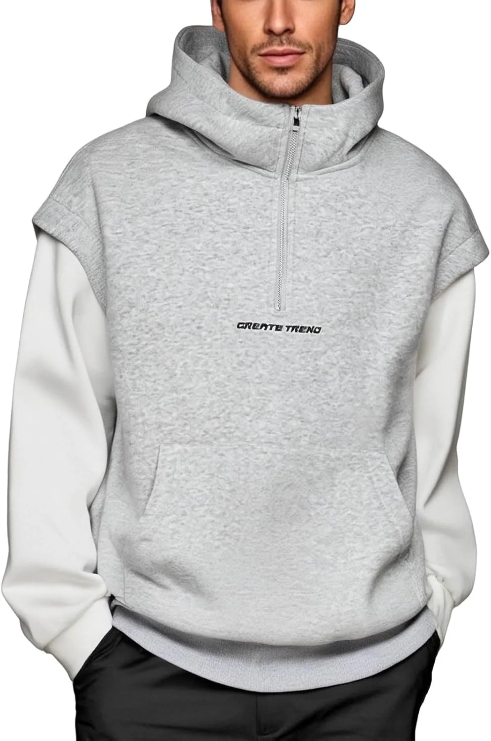 Мужская фальш-двухсоставная толстовка с капюшоном Casual Quarter Zip