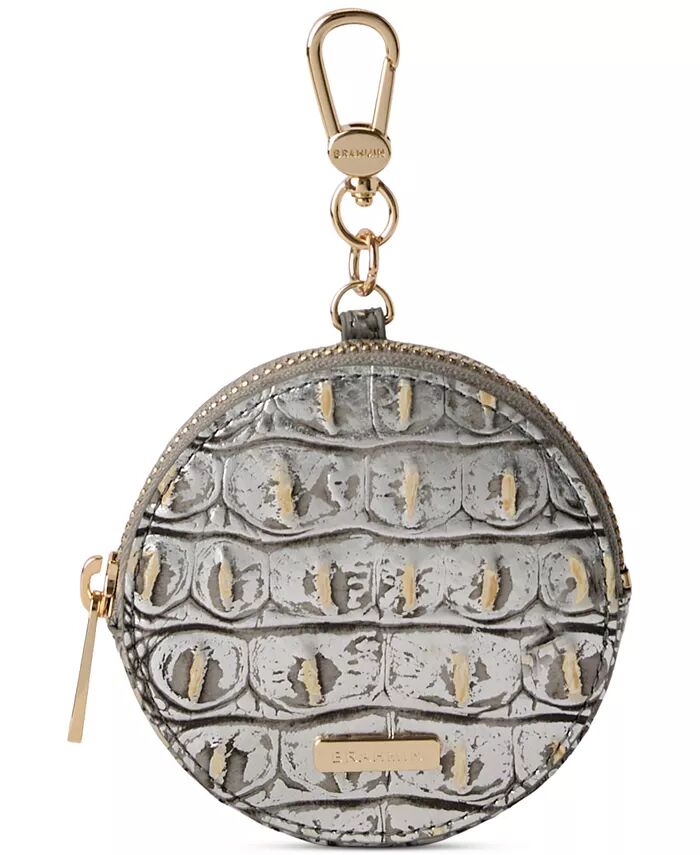 

Круглый кошелек для монет из хромированной кожи Мельбурн Brahmin, серебряный