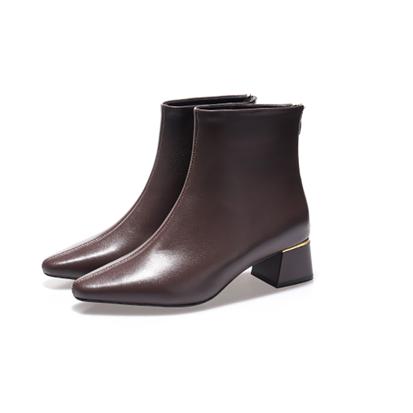 Devanro Женские коричневые ботинки на каблуке 4 см, цвет Brown — фото 2