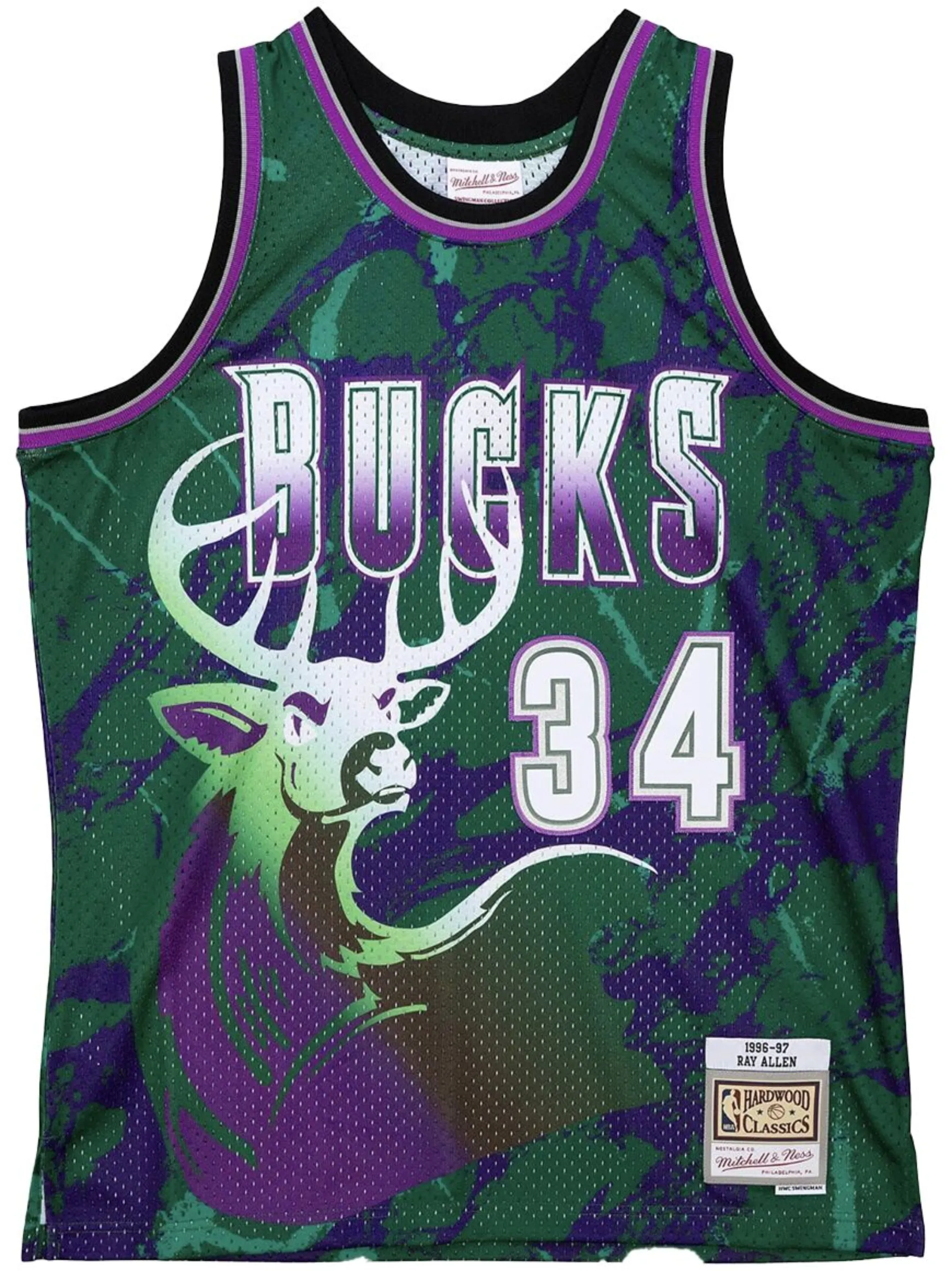 

Топ NBA Milwaukee Bucks 1996 Ray Allen Team Marble Swingman Mitchell & Ness, зеленый