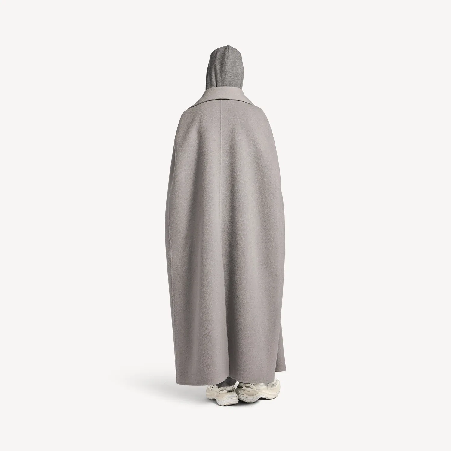 Двустороннее длинное пальто-накидка для мужчин Balenciaga серого цвета — фото 4