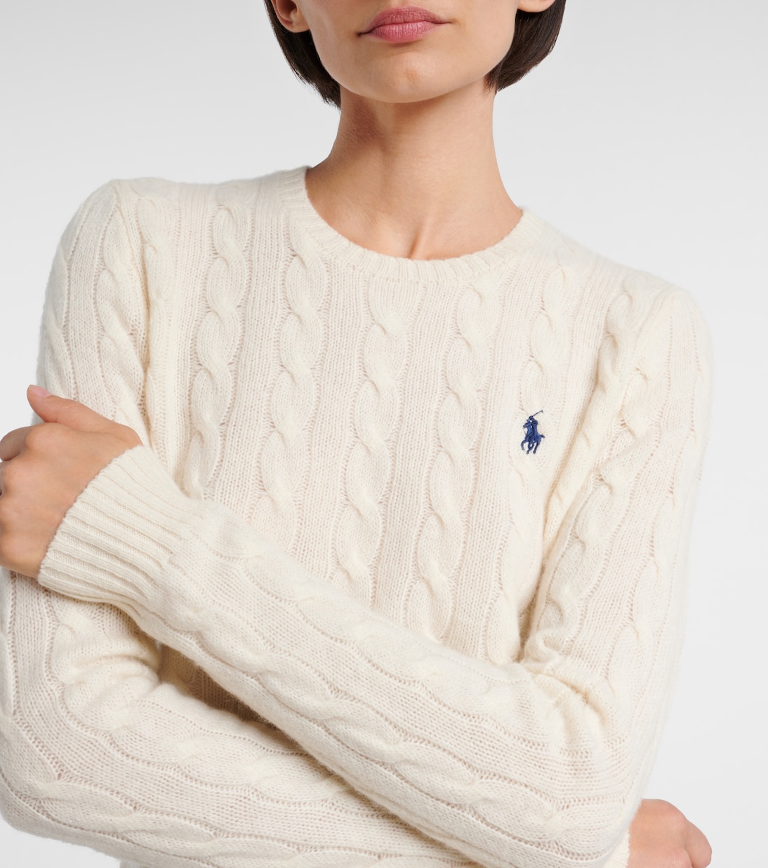 Свитер из шерсти и кашемира в технике косой вязки Polo Ralph Lauren, Authentic Cream — фото 4