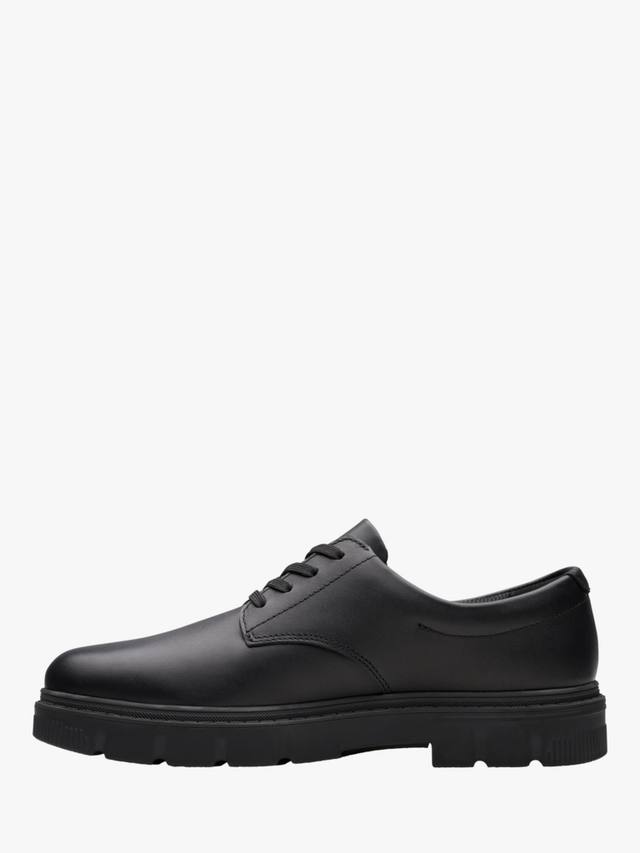 Школьные туфли Clarks Lorcam Loop кожаные на шнуровке, черные — фото 2
