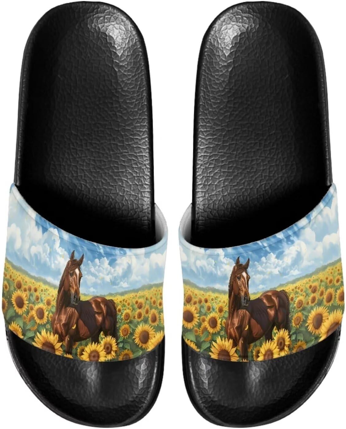 

Тапочки для женщин и мужчин, нескользящие, быстро сохнущие, для душа, сандалии для ванной Judentidos, Sunflower Horse