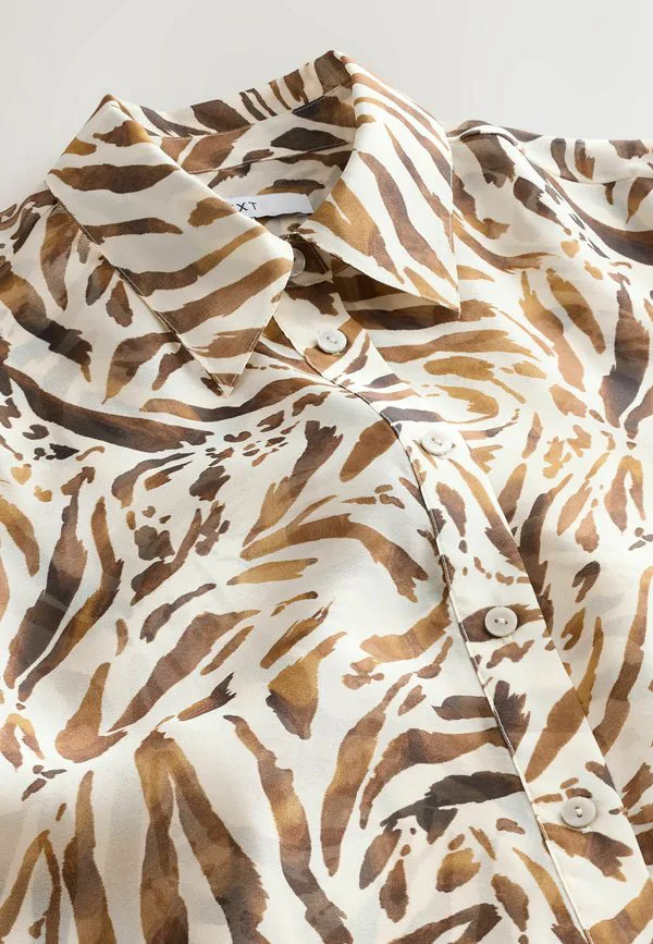 Блузка на пуговицах Next, Brown Animal Print — фото 2