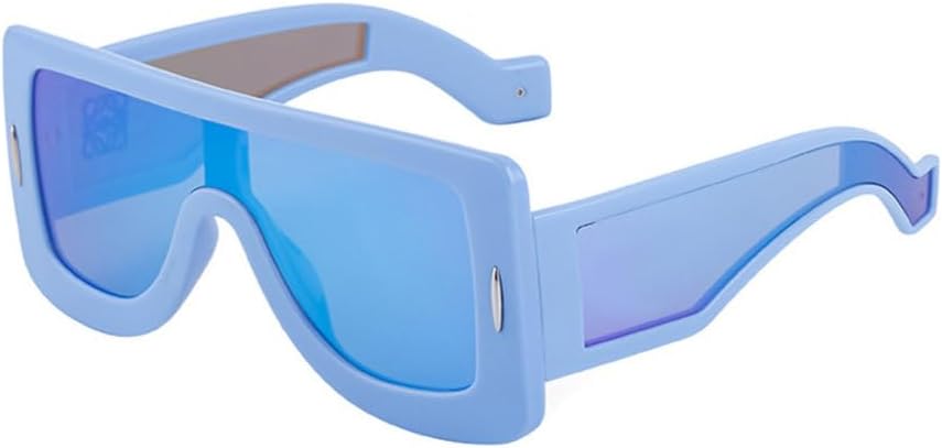 

Модные цельные солнцезащитные очки большого квадратного размера для женщин, винтажные солнцезащитные очки-щитки с заклепками, сексуальные женские очки UV400 MTZJH, Blue