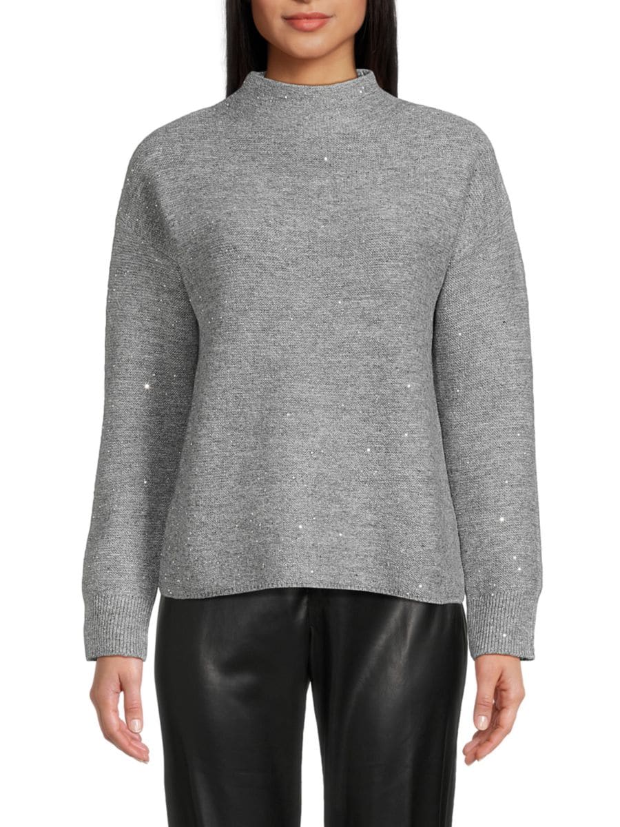 

Свитер с открытыми плечами и пайетками Calvin Klein, цвет Heather Grey