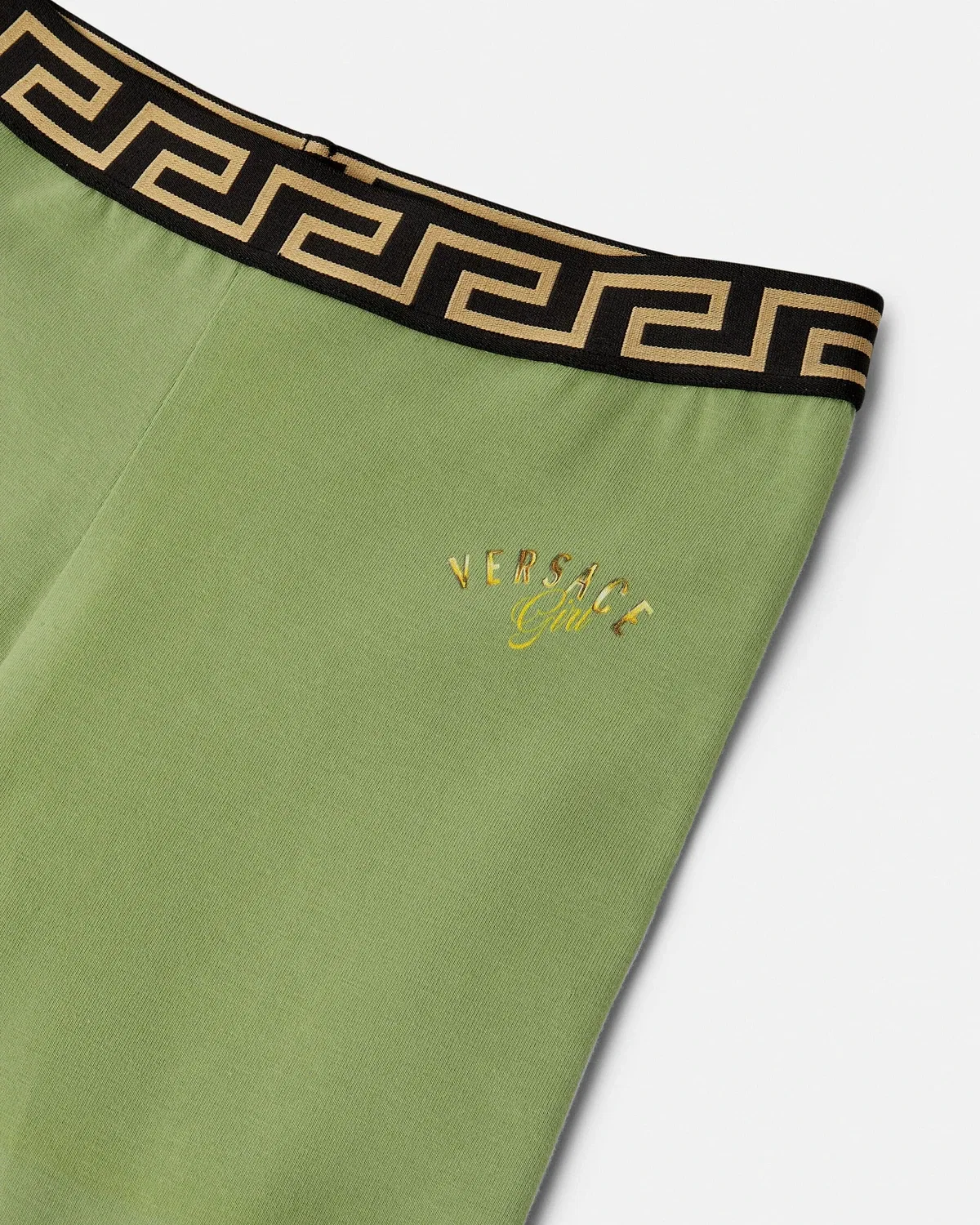 Детские леггинсы из тянущегося хлопкового джерси с принтом Versace, зеленый — фото 4