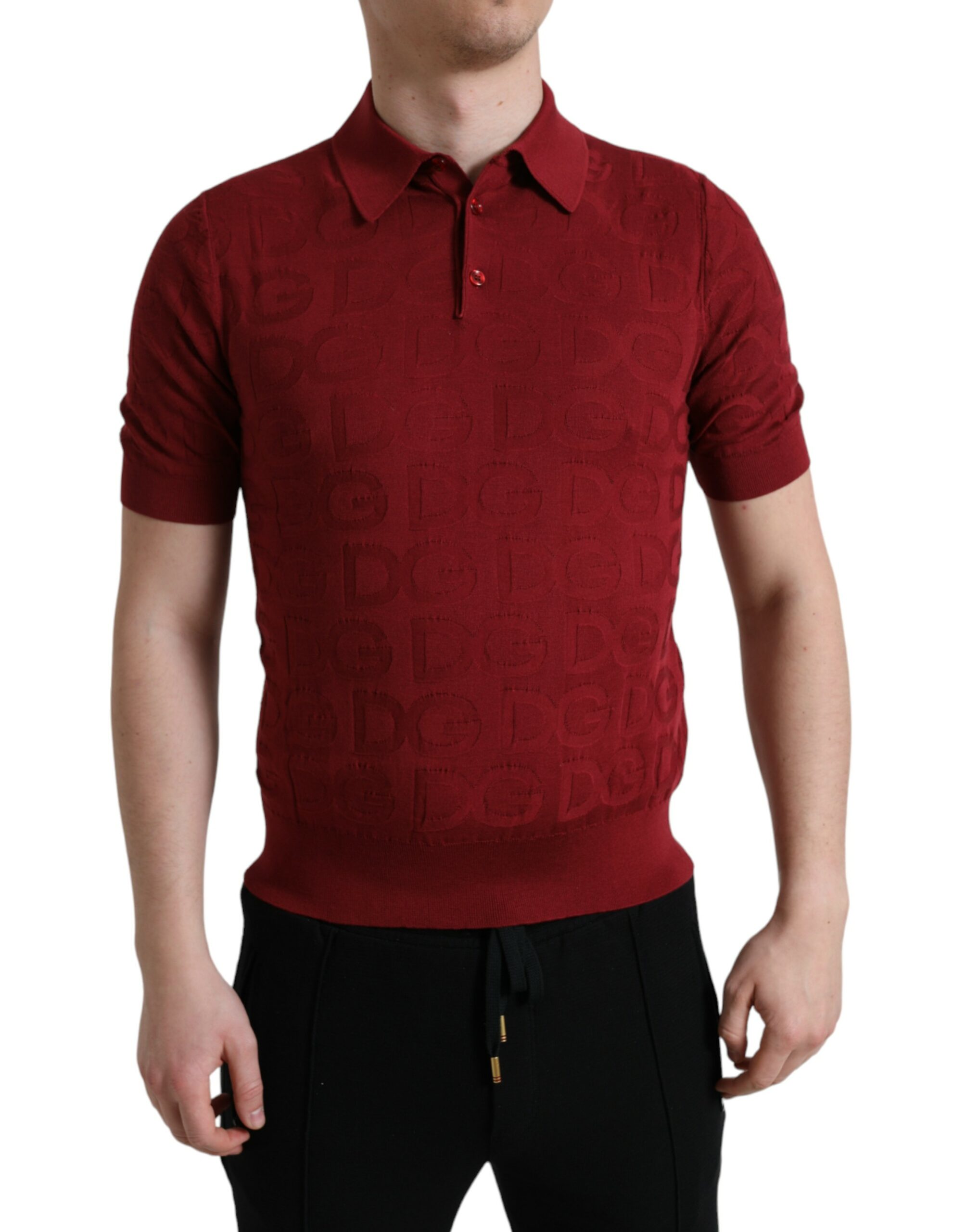 

Элегантная шелковая футболка-поло Maroon Dolce & Gabbana, бордовый