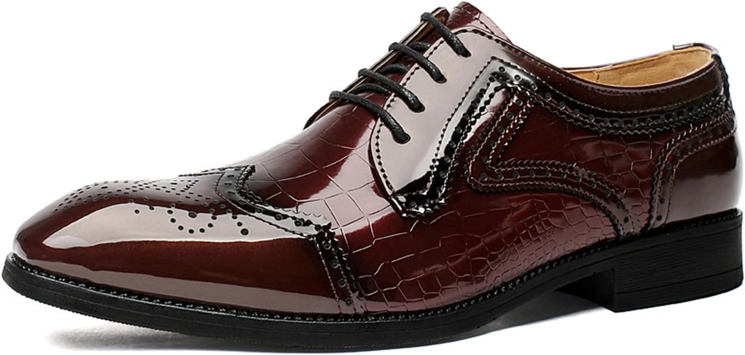 

Мужские кожаные оксфорды сшитые вручную на шнуровке, для вечеринки, официальные, удобные, с антискользящей подошвой, с заостренным носком, повседневные Crepuscute, красный