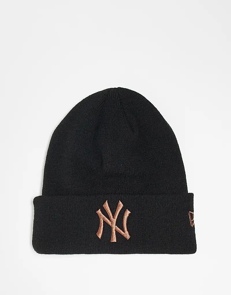 

Шапка-манжета NY Yankees с розово-золотым логотипом черного цвета New Era
